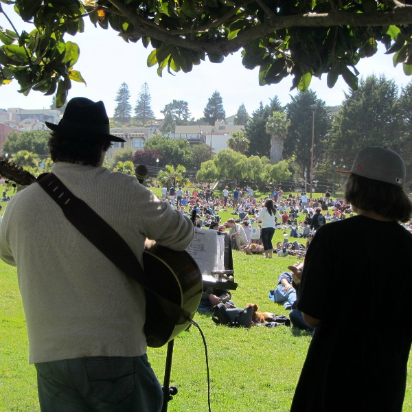 PAUL COCA & GRANDSON PAUL SING AT DOLORES PARK